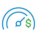 Icon: Half-circle meter with arrow pointed at dollar sign